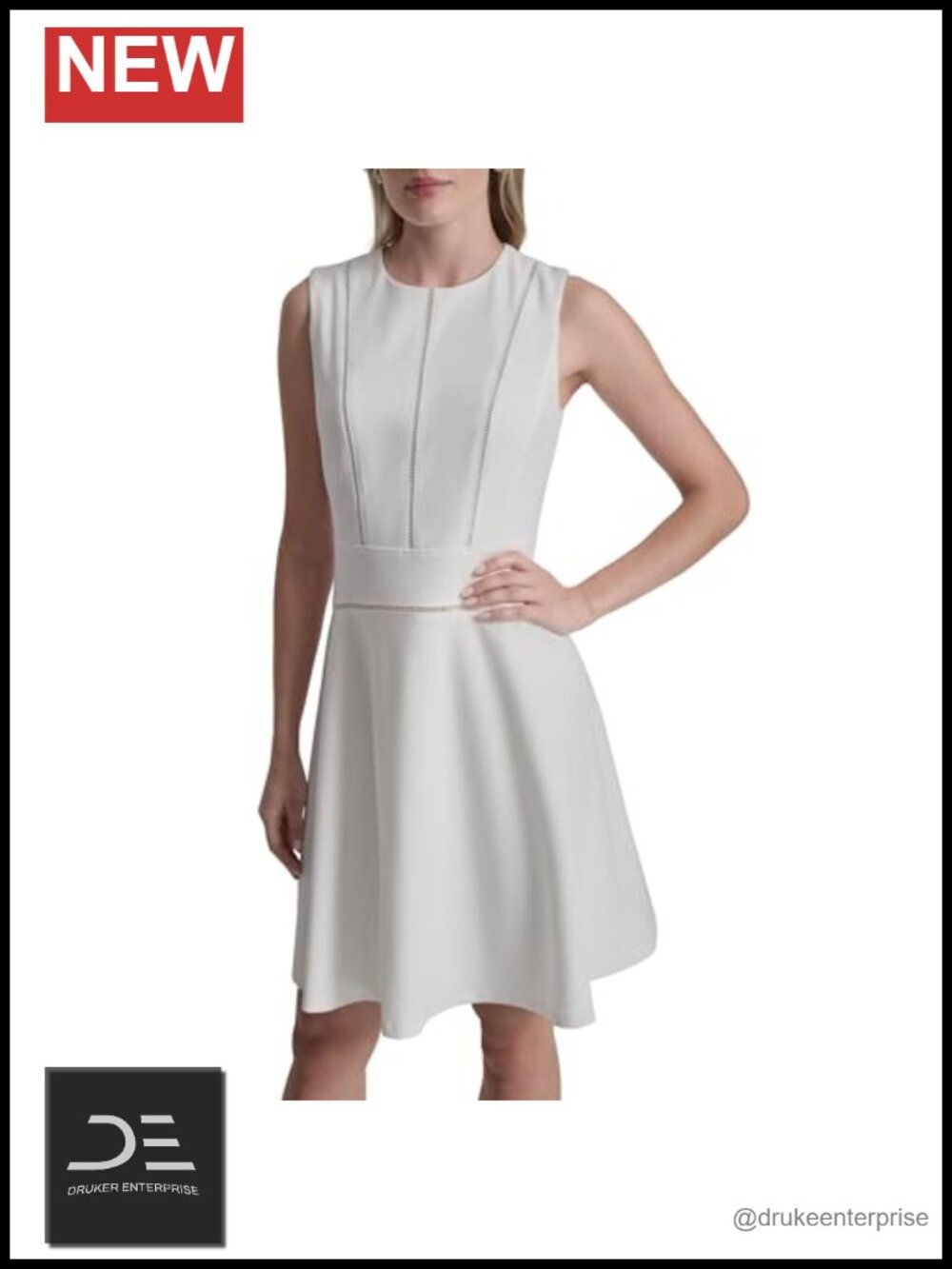 Sleeveless Jewel Neck Fit Flare Dress